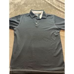 Footjoy FJ Performance Athletic Fit - Golf Polo Shirt Men's L Black & White Trim